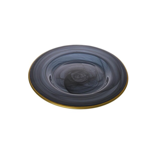 Classic Touch Decor Classic Touch  11 in. Black Alabaster Dinner Plates with Gold-Scalloped, Set of 4 - CD343