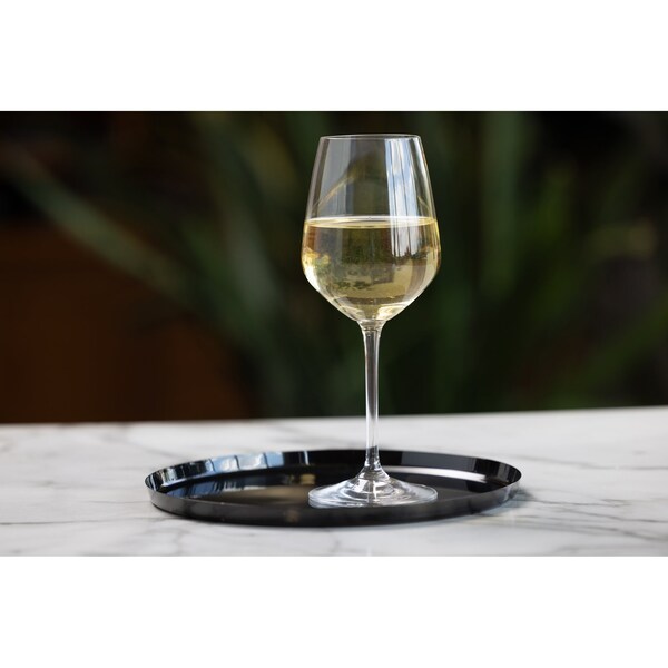 Service Ideas Modern Edge Round Serving Tray, 9in diamater, Black Onyx - TRME9RIBX