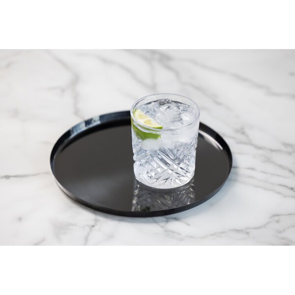 Service Ideas Modern Edge Round Serving Tray, 9in diamater, Black Onyx - TRME9RIBX