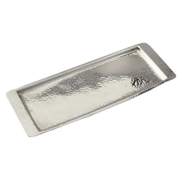 Jiallo 13.75 x 4.5 in. Stainless Steel Rectangular Tray, Hammered - 72374