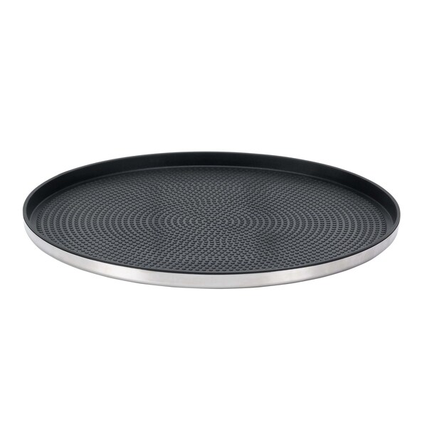 Service Ideas Modern Edge Round Serving Tray, 12in diamater, Brushed Stainless - TRME12RI