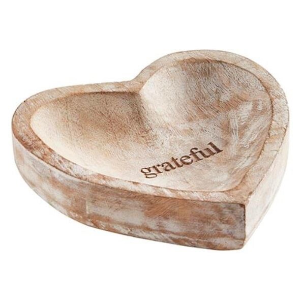 Fastfood 6 x 6 x 1.5 in. Grateful Wooden Heart Tray - FA3321741