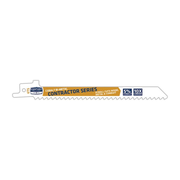 Century Drill & Tool Recip Blade 6Ts X6 Bi-Metal Contractor 3/4W.050 Thick 1/2 Univ Shk 5Pc - 7500