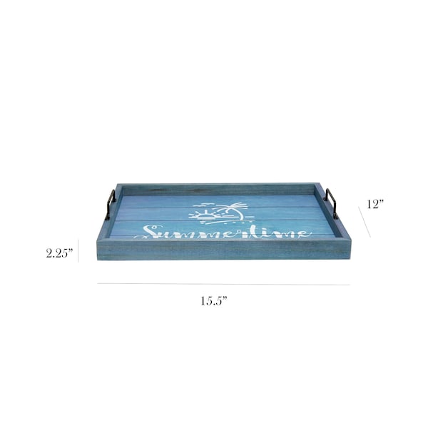 Elegant Designs "Summertime" Wood Serving Tray with Handles, 15.50" x 12" - HG2000-BST