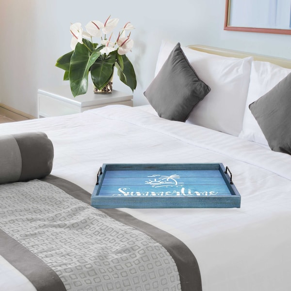 Elegant Designs "Summertime" Wood Serving Tray with Handles, 15.50" x 12" - HG2000-BST