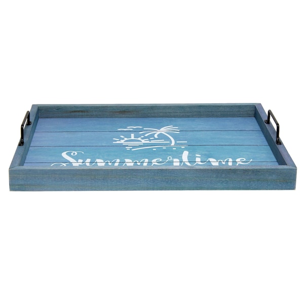Elegant Designs "Summertime" Wood Serving Tray with Handles, 15.50" x 12" - HG2000-BST