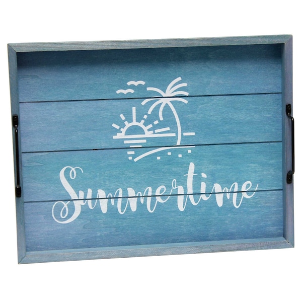 Elegant Designs "Summertime" Wood Serving Tray with Handles, 15.50" x 12" - HG2000-BST