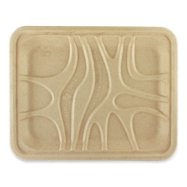 World Centric Fiber Trays, 7.1 x 9.1 x 0.7, Natural, Paper, 500PK - TR-SC-4S-LFS