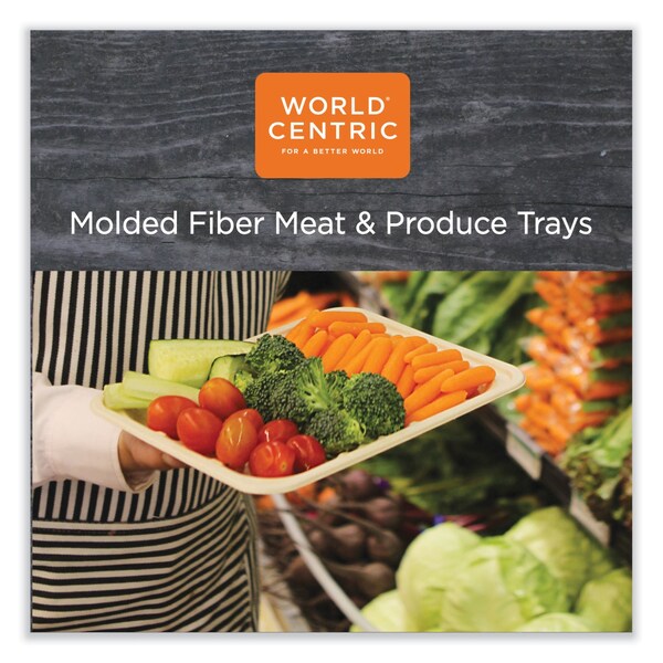 World Centric Fiber Trays, 7.1 x 9.1 x 0.7, Natural, Paper, 500PK - TR-SC-4S-LFS