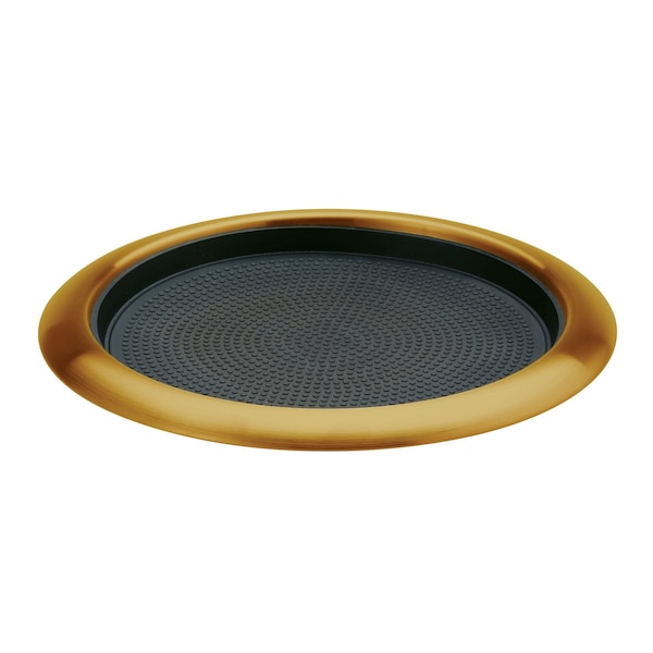 Service Ideas Tray with Removable Insert, 9" Round, Stainless Steel, Vintage Gold - TR119RIVG