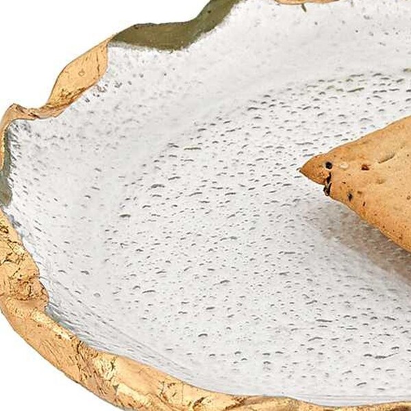 Homeroots 14 in. Glass Oval Edge Gold Leaf Platter - 376065