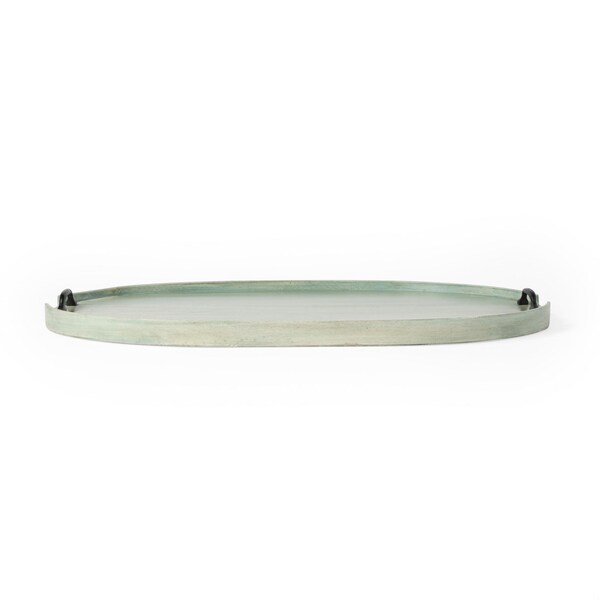 Homeroots 1.5 x 26.5 x 18.5 in. Distressed Green Wood Serving Tray - 388900