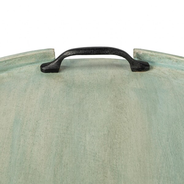 Homeroots 1.5 x 26.5 x 18.5 in. Distressed Green Wood Serving Tray - 388900