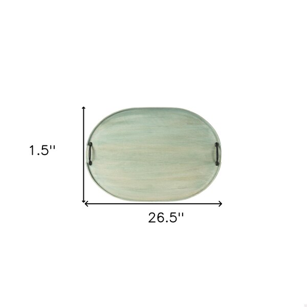 Homeroots 1.5 x 26.5 x 18.5 in. Distressed Green Wood Serving Tray - 388900