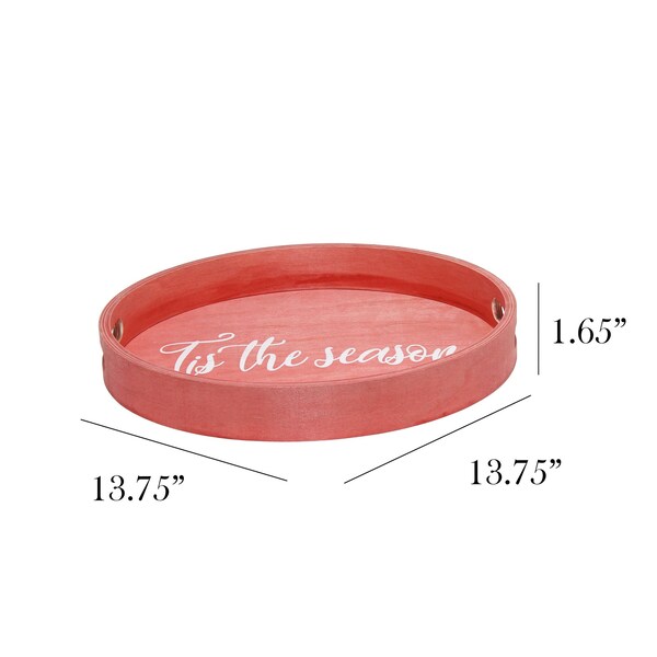 Elegant Designs "Tis the Season" 13.75" Round Wood Serving Tray with Handles - HG2013-RTS