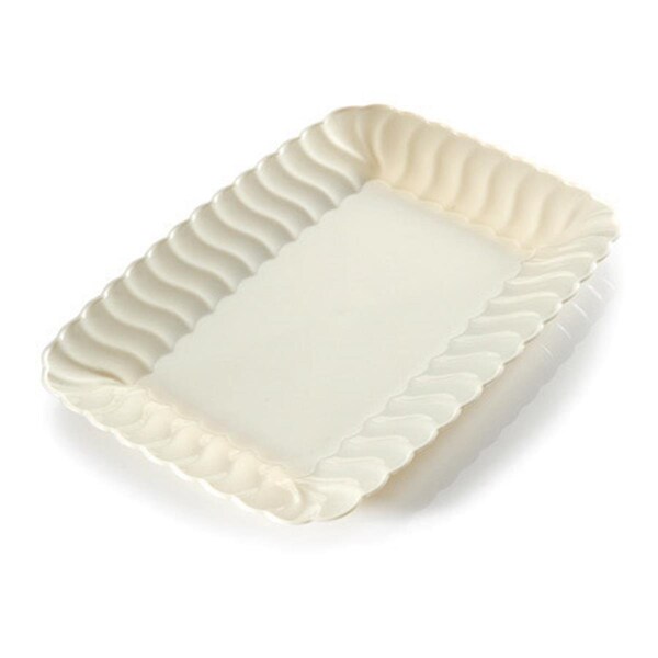 Fineline Settings Flairware 5 in. x 7 in. Bone Snack Tray - 257-BO