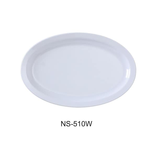Yanco 9.75 x 6.75 in. Nessico Oval Platter with Narrow Rim, White, 24PK - NS-510W