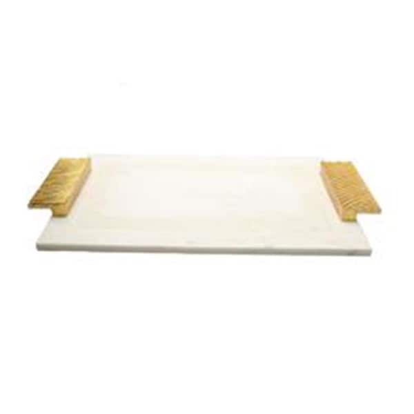 Classic Touch Decor Classic Touch  White Marble Challah Tray with Gold Embossed Handles - 16 x 11 in. - MCT041