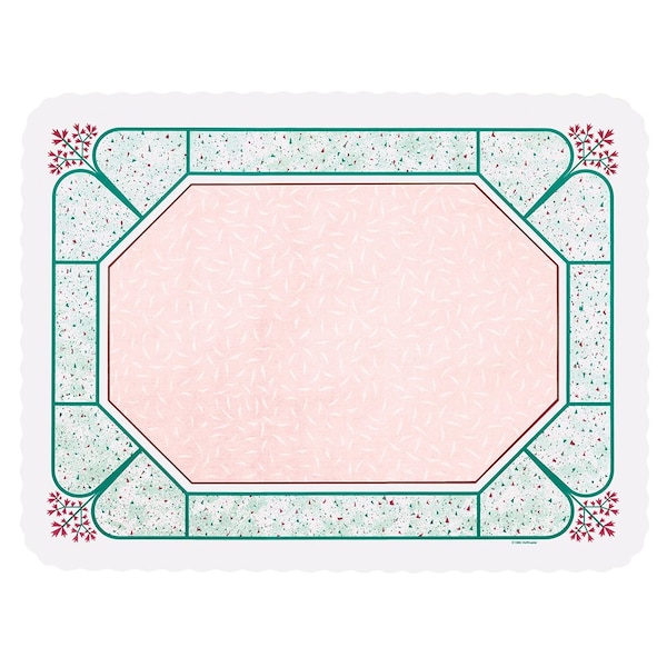 Hoffmaster 13" x 17" Scalloped Cobblestone Paper Traymats, PK1000 - 426112A