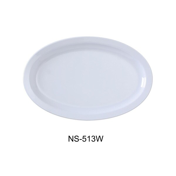 Yanco 13 x 8.5 in. Nessico Oval Platter with Narrow Rim, White, 12PK - NS-513W
