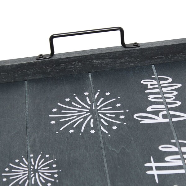 Elegant Designs "Home of the Brave" Wood Serving Tray with Handles, 15.50" x 12" - HG2000-MBB