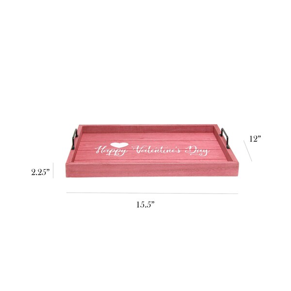 Elegant Designs "Happy Valentine's Day" Wood Serving Tray with Handles, 15.50" x 12" - HG2000-DPV