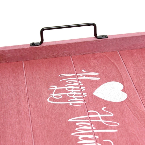 Elegant Designs "Happy Valentine's Day" Wood Serving Tray with Handles, 15.50" x 12" - HG2000-DPV