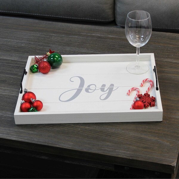 Elegant Designs Elegant Designs Decorative Wood Serving Tray, "Joy" - HG2000-WJY