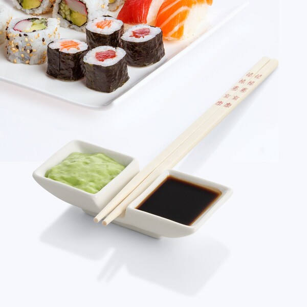 Helens Asian Kitchen Sauce Dish W Chopstick Rest 2Pc - 97158/2