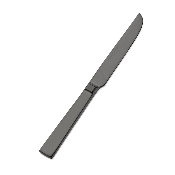 Bon Chef Roman, Dinner Knife, Euro, Solid Handle, Mirror Finish, 13/0, 9.38" - Black , set of 12 - S3712B
