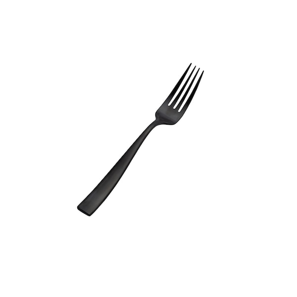 Bon Chef Manhattan, Dinner Fork, Euro, Solid Handle, Matte Finish, 18/10, 8.38" - Black Matte , set of 12 - S3017BM