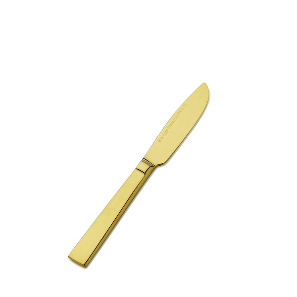 Bon Chef Roman, Butter Spreader, Flat Handle, Mirror Finish, 13/0, 6.88" - Gold , set of 12 - S3713G