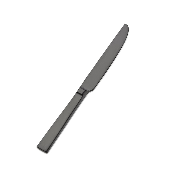 Bon Chef Roman, Dessert Knife, Solid Handle, Matte Finish, 13/0, 8.5" - Black Matte , set of 12 - S3718BM