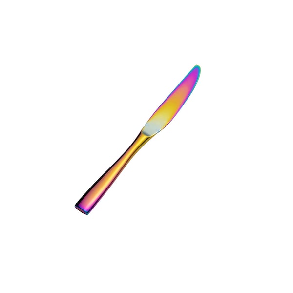 Bon Chef Manhattan, Dinner Knife, Solid Handle, Mirror Finish, 13/0, 9"  - Rainbow , set of 12 - S3011RB