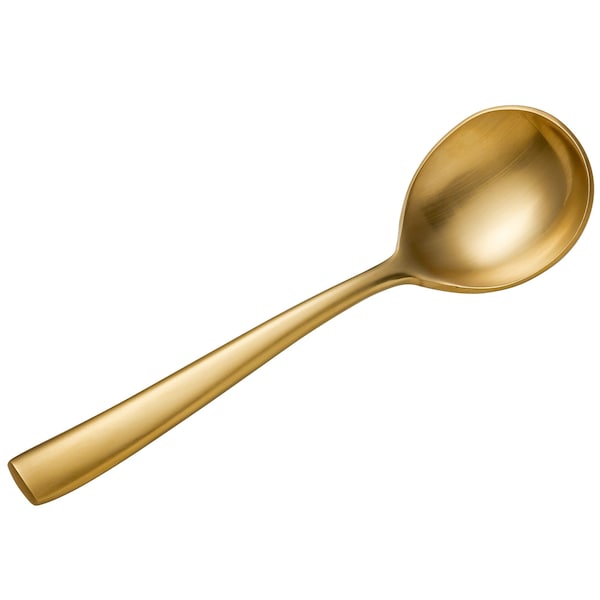 Bon Chef Manhattan, Bouillon Spoon, Matte Finish, 18/10, 6.38" - Gold Matte , set of 12 - S3001GM