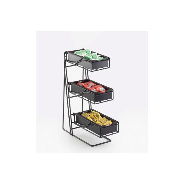 Cal Mil Plastics Cal-Mil 3 Tier Flatware Display With Midnight Bamboo Bins 5-1/4"W x 14"D x 18"H Black - 1235-13-96