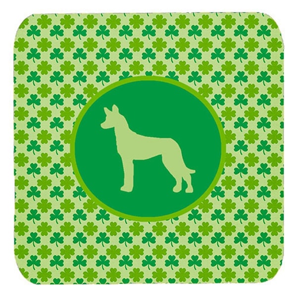Carolines Treasures Pharaoh Hound Lucky Shamrock Foam Coasters- Set of 4 - SDK1050-C-FC