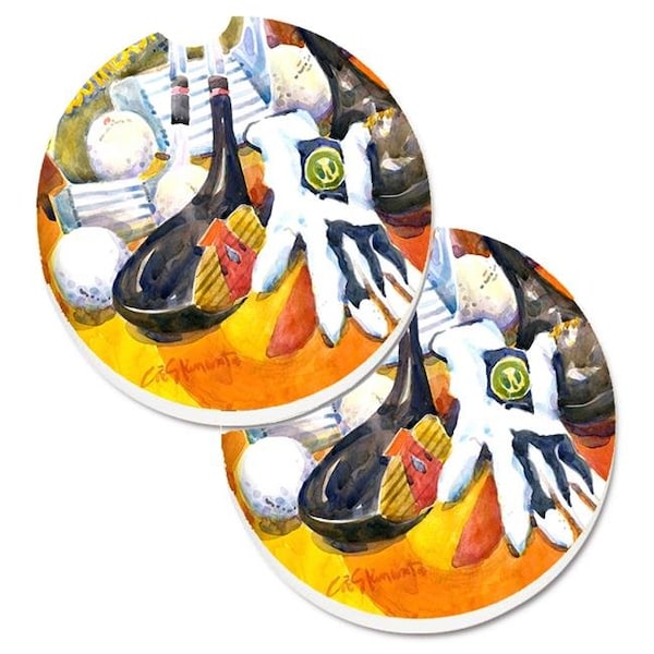 Carolines Treasures Carolines Treasures 6070CARC Golf Clubs Ball & Glove Set of 2 Cup Holder Car Coaster - 6070CARC