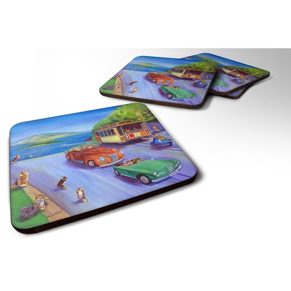 Carolines Treasures Corgi Hyde Park Foam Coasters - 7436FC