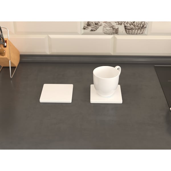 Castello Usa Diatomite Stone Square Coaster - White, 4PK - CB-DCS-W