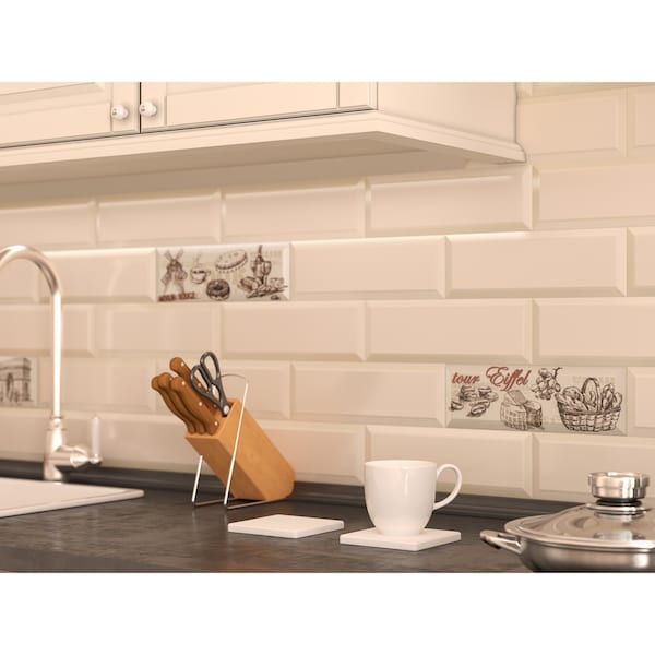 Castello Usa Diatomite Stone Square Coaster - White, 4PK - CB-DCS-W