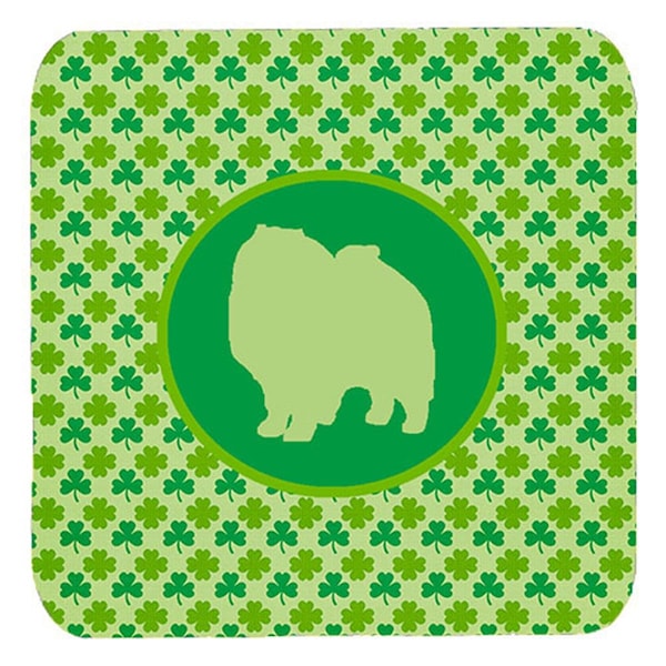 Carolines Treasures Keeshond Lucky Shamrock Foam Coasters- Set of 4 - SDK1137-C-FC