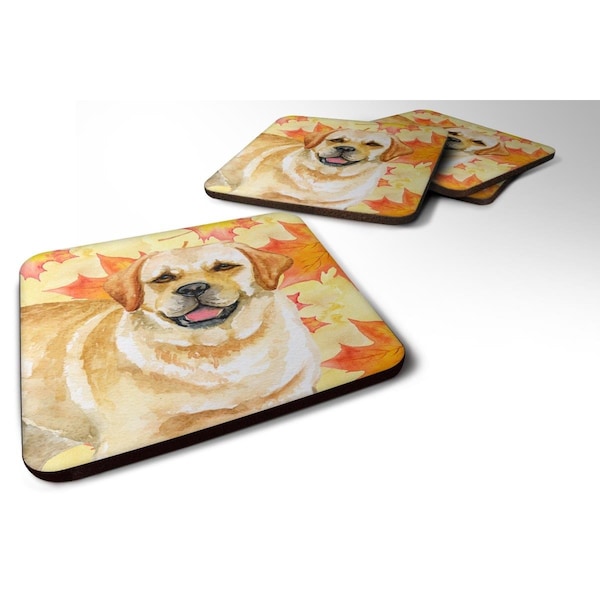 Carolines Treasures Golden Retriever Fall Foam Coaster, 3.5 x 3.5 in. - Set of 4 - BB9925FC