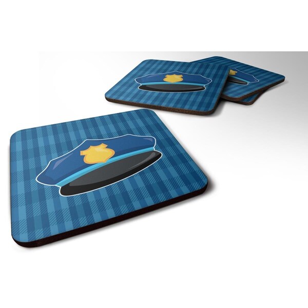 Carolines Treasures Police Hat Foam Coasters - Set of 4 - BB7007FC