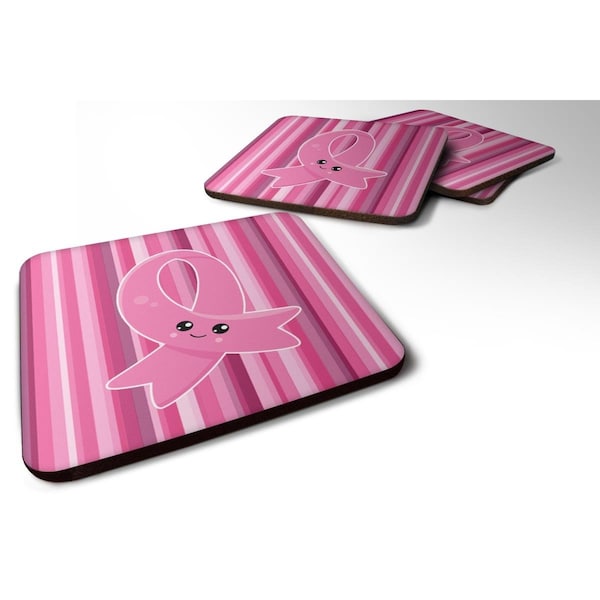Carolines Treasures Breast Cancer Awareness Ribbon Face Foam Coasters - Set of 4 - BB6978FC