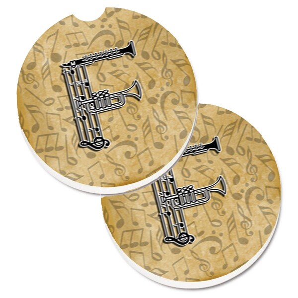 Carolines Treasures Letter F Musical Instrument Alphabet Cup Holder Car Coaster, 2PK - CJ2004-FCARC