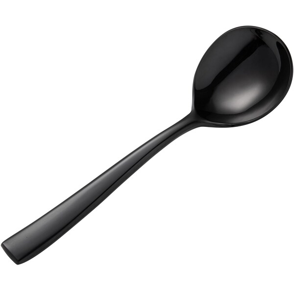 Bon Chef Manhattan, Bouillon Spoon, Mirror Finish, 18/10, 6.38" - Black , set of 12 - S3001B