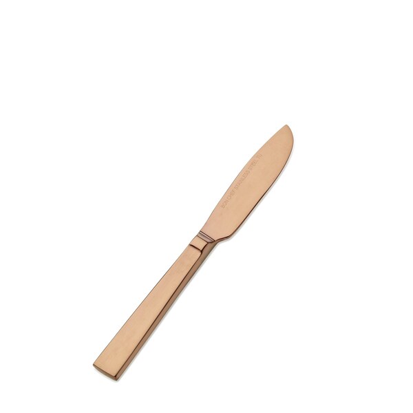 Bon Chef Roman, Butter Spreader, Flat Handle, Mirror Finish, 13/0, 6.88" - Rose Gold , set of 12 - S3713RG