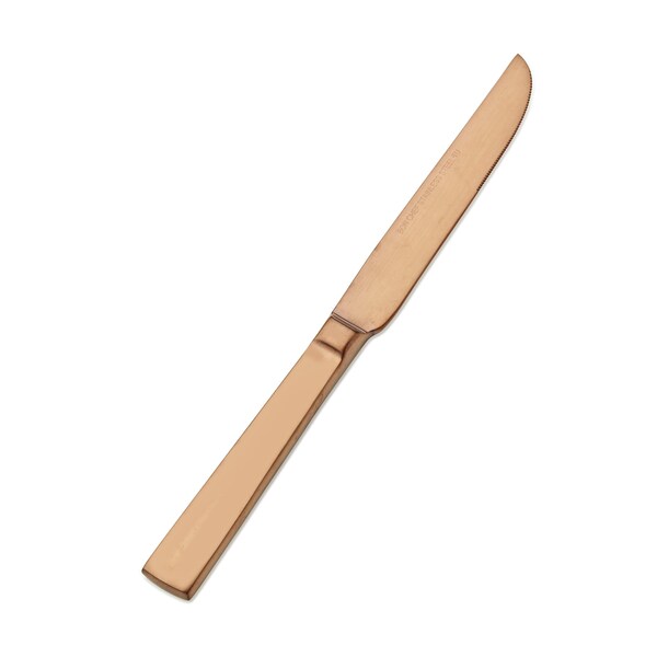 Bon Chef Roman, Dinner Knife, Euro, Solid Handle, Matte Finish, 13/0, 9.38" - Rose Gold Matte , set of 12 - S3712RGM