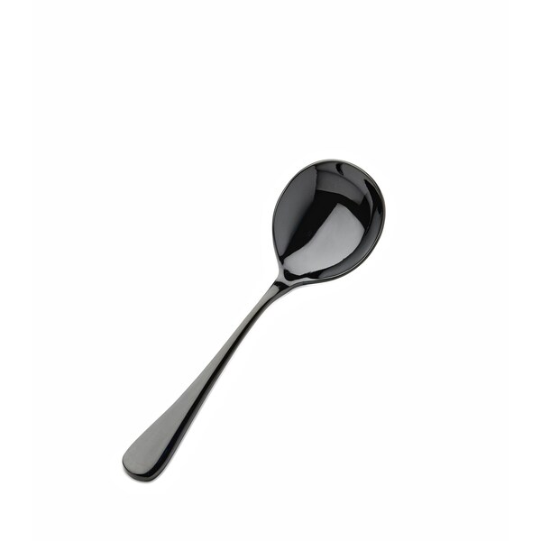 Bon Chef Como, Bouillon Spoon, Mirror Finish, 18/10, 6.38" - Black , set of 12 - S4001B